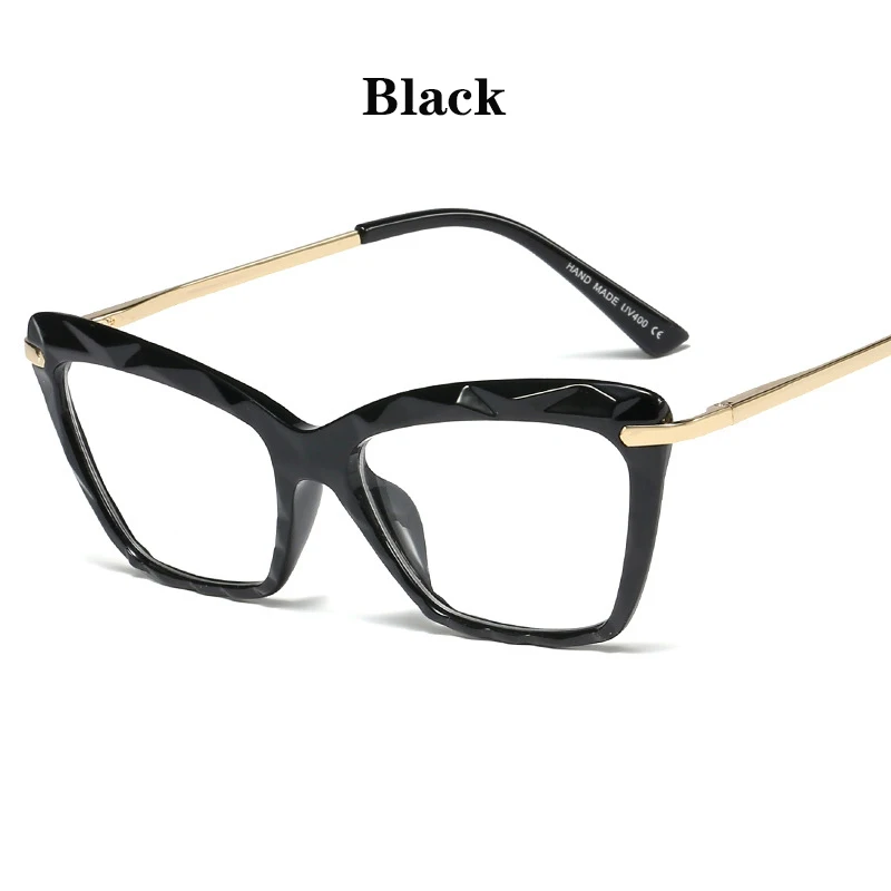 Близорукость линзы кошачий глаз женские очки для чтения очки без оправы оправа lentes de lectura mujer diopter очки - Цвет оправы: black