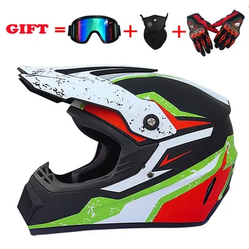 

Motorcycle cross-country helmet mountain bike cross-country helmet protective helmet send mask, gloves and glasses