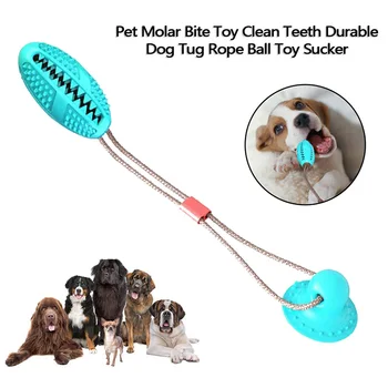 

Dog Bite Toy with Suction Cup Doggy Pull Ball Multifunction Pet Molar Bite Toy Durable Dog Tug Rope Ball Toy - Tugging