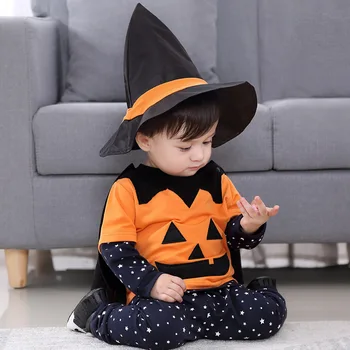 

Halloween Baby Costume Baby Girls Boys Rompers Newborn Halloween Pumpkin Cute T-Shirt+Pant+Cloak+Hat 4PCS Baby Clothing Set