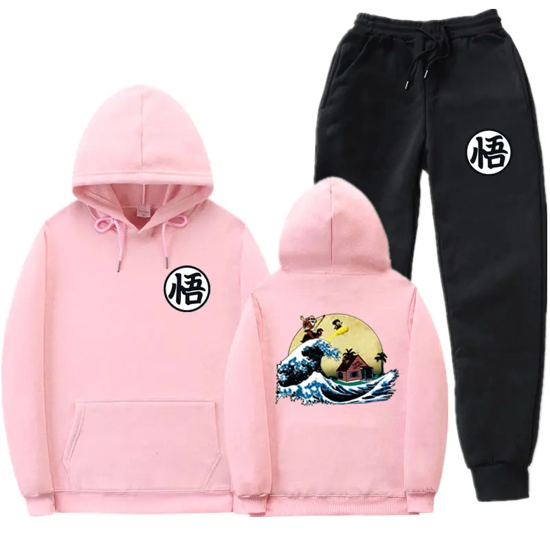 Pink MK29 Флисовые худи Dragon Ball и Штаны уличная вуконг» черепаха свитер с капюшоном Для мужчин Для женщин костюм Keep теплые тренировочные брюки костюм - Цвет: Pink MK29