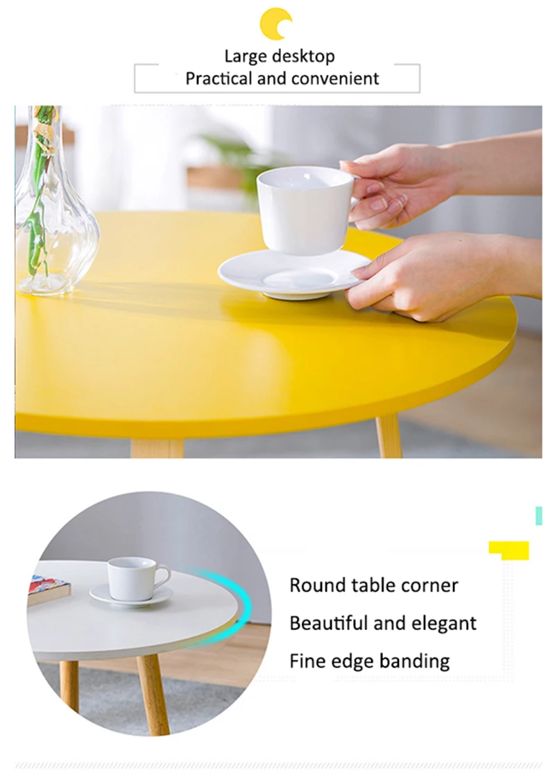 Нордический деревянный однослойный круглый журнальный столик маленького размера для гостиной простой чайный столик мебель для дома
