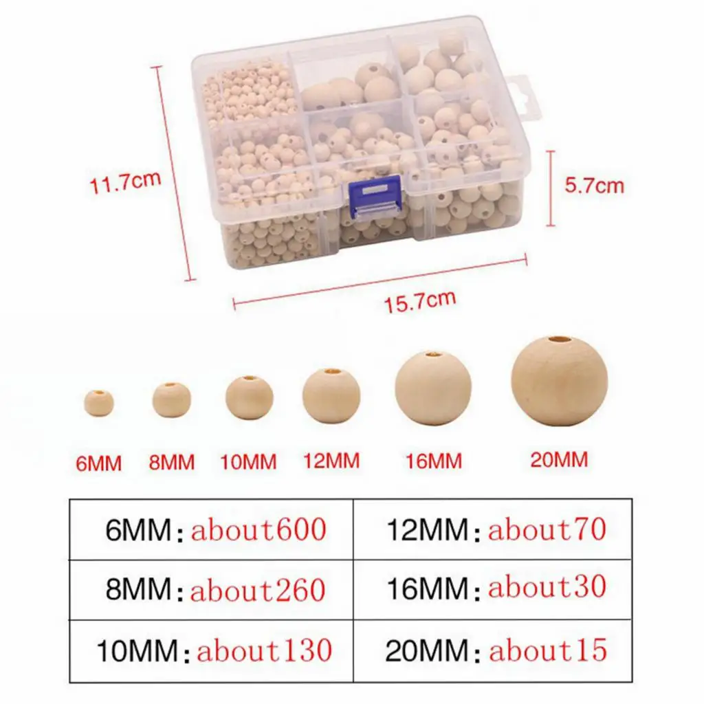 1150x Round Wood Spacer Smooth Beads Unfinished Wooden Ball Jewelry Making Charms Findings DIY Bracelet Necklace Craft Supplies