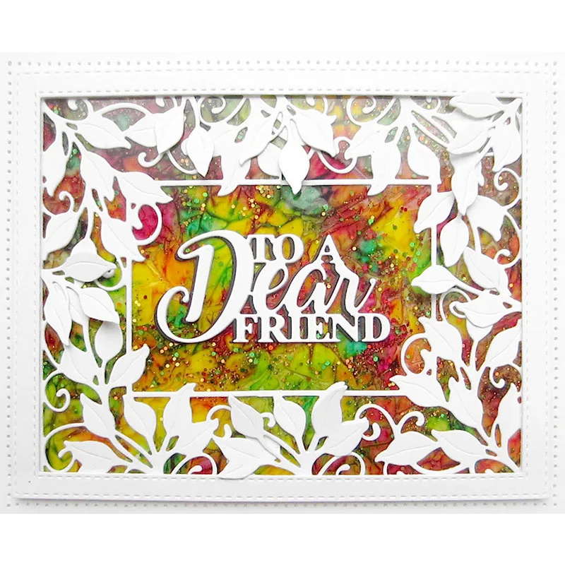

Beautiful Leaves Rectangle Background Border Metal Cutting Dies for DIY Scrapbooking Embossing Paper Cards Making Crafts Dies
