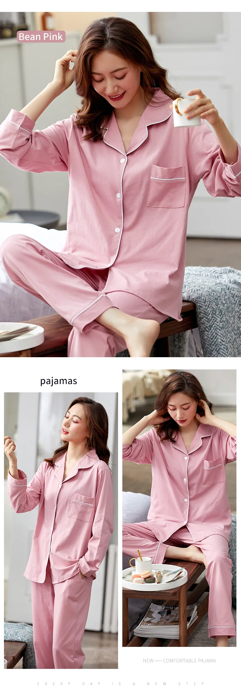 pj sets 100% Cotton Pajamas for Women PJ Full Sleeves Pijama Mujer Invierno Button-Down Winter Sleepwear Set Women White Cotton Pyjamas plus size pajamas
