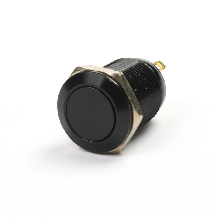 

12mm flat head metal button small round start switch self-reset oxide black waterproof explosion-proof