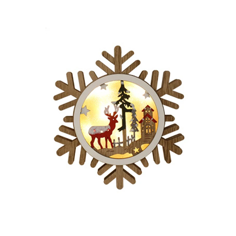Деревянный Рождественский светильник светодиодный Рождественский кулон-украшение светильник s звезда снег рождественская елка декор для отдыха дома гостиной комнатные лампы - Испускаемый цвет: Snowflake