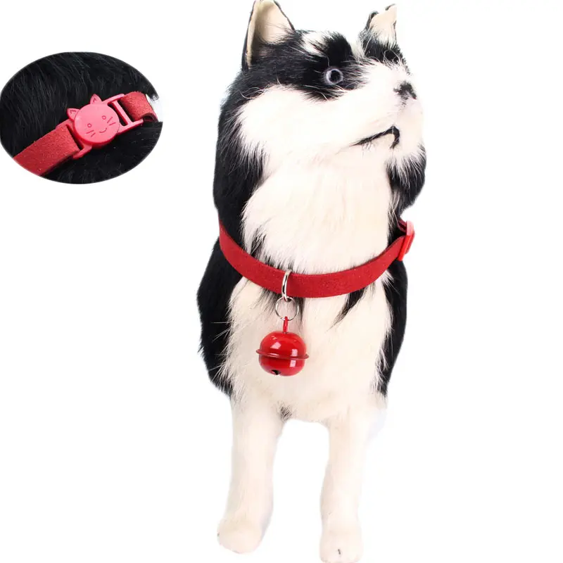 Nylon Bell Dog collar Small Pet Cat Collier Chain Puppy Neck Strap for Teddy Chihuahua Kitten Soft Korean Velvet safety New