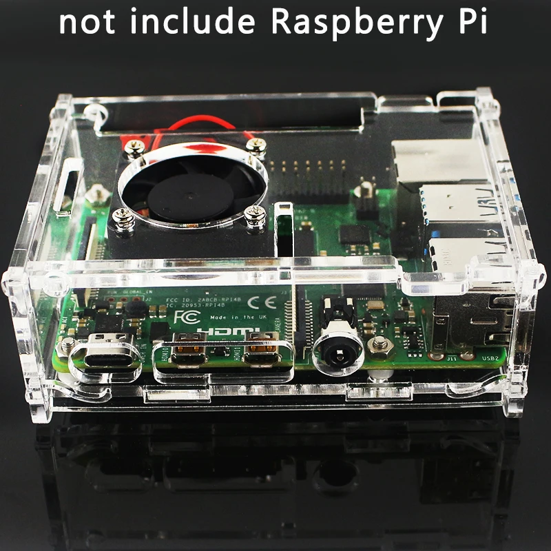 Акриловый чехол для Raspberry Pi 4 Model B прозрачный совместимый с вентилятором и 3 5