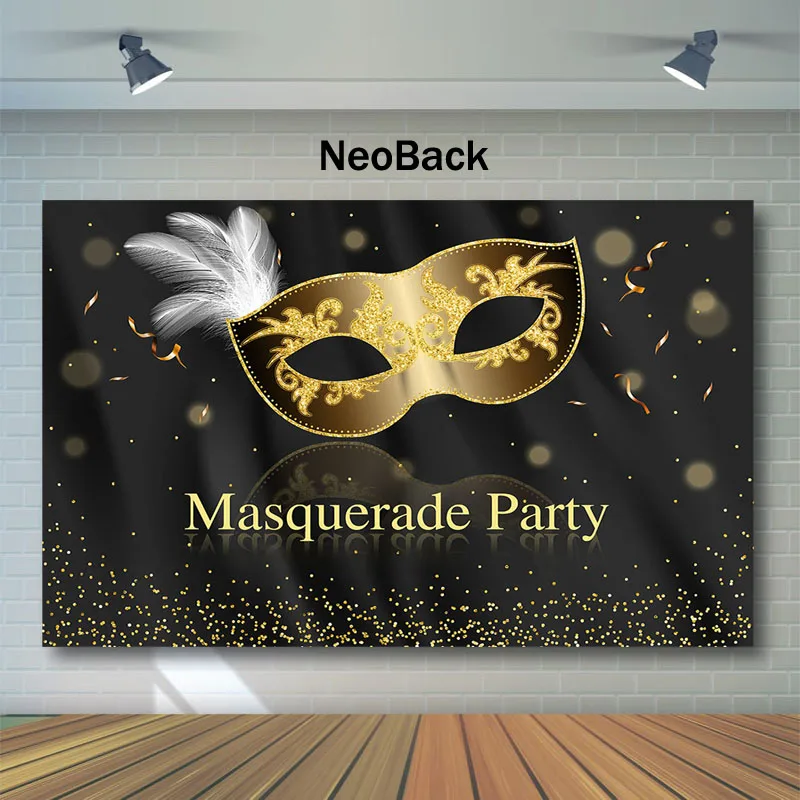 NeoBack маскарадные вечерние фоны Золотая маска белое перо фотография фон день