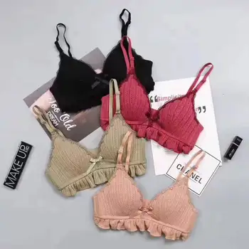 

Girl Ruffles Bralette Push Up Lingerie Bras Wire Free Bra Small Breasts Japanese Triangle Cup Comfortable Underwear