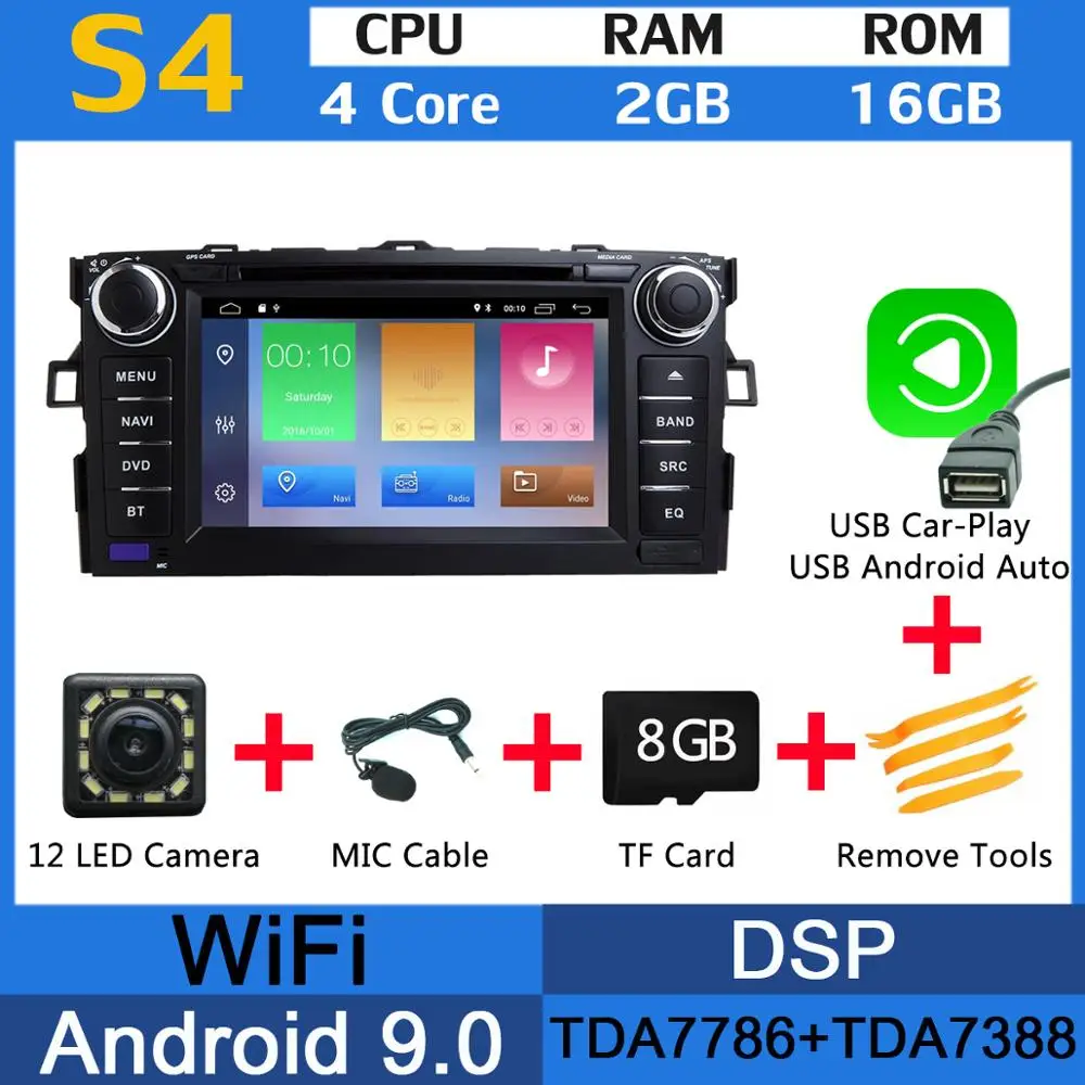 " PX6 4G+ 64G Android 9,0 для Toyota Auris 2006 2007 2008 2009 2010 2011 Автомобильный DVD Радио gps навигации DSP CarPlay - Цвет: MTK USB CarPlay