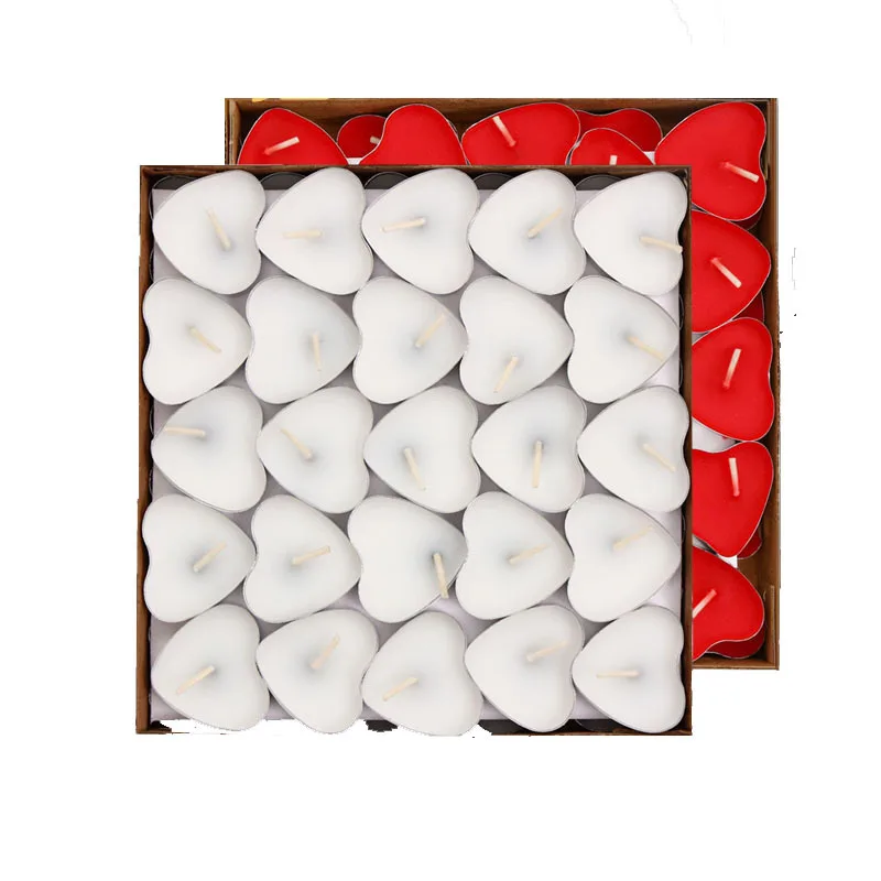 50 Pieces Heart Shape Candles Aromatherapy Tea Candle Love Candle Burn