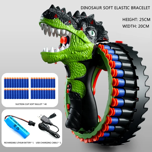 New Toy Gun Nerf Darts Soft Bullets Gun Toy Electric Burst Toy Gun Spinning  Dinosaur Wrist