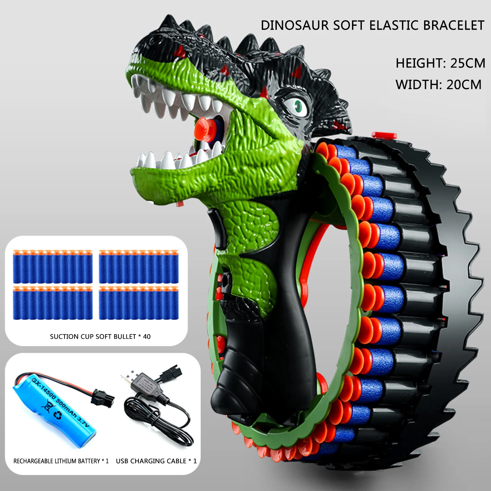 New Toy Gun Nerf Darts Soft Bullets Gun Toy Electric Burst Toy Gun Spinning  Dinosaur Wrist Gun Sucker Bullet for Nerf Boys Toys