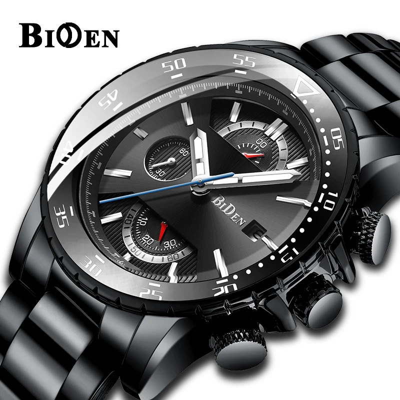

Watch Men Luxury Brand BIDEN Chronograph Men Sport Watches Waterproof Steel Quartz luminous Men's Watch Relogio Masculino BD150