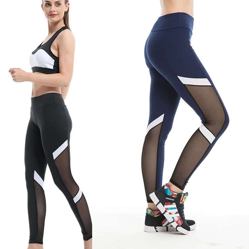 Sexy Mesh Stripe Patchwork Leggings Women Seamless Anti Cellulite ...