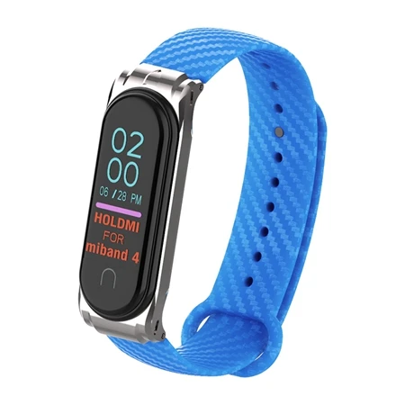 Lack Blue OLLIVAN mi Band 4 ремешок из кремния и углеродного волокна для Xiaomi mi Band 4 ремешок с металлической рамкой чехол-браслет mi band 4 Correa черный розовый - Цвет: Lack Blue