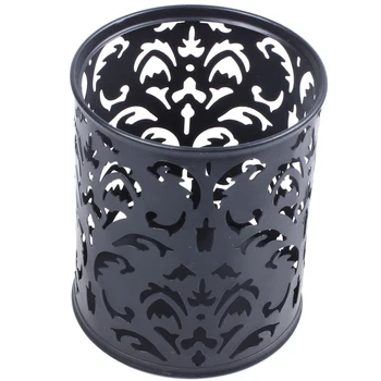 

Metal Pen Holder Pen Pot Hollow Flower Pattern Round