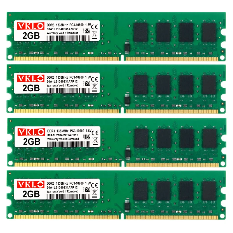 VKLO DDR3 ОЗУ 4x2 Гб 1333 МГц 1600 память для настольного компьютера 2 Φ 240 контактов без