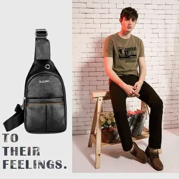 

Men Leather Chest Cycle Sling Pack Satchel Shoulder Bag Small Day Packs Purse