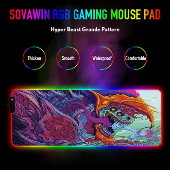 

Gamer USB LED RGB Lighting Gaming Computer Mousepad Large Mouse Pad XL Rubber Mouse Mat Cs Go Hyper Beast for PC Laptop 4 SIZE