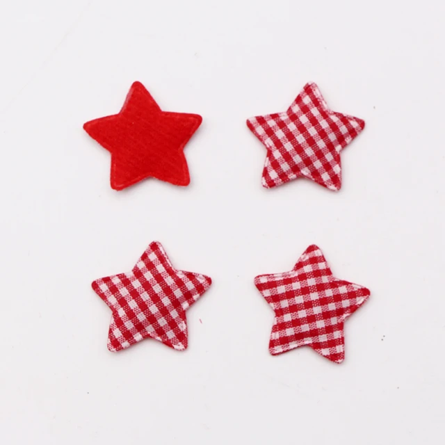 50 PCS Red Scottish Checked Fabric Christmas star party wedding Diy decoration gift packing home decoration Applique Accessories Red