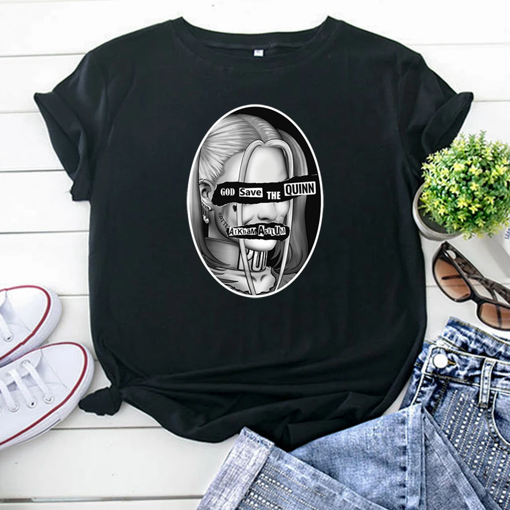 T-Shirts Harleen Quinzel Pattern Printing Women'S T-Shirt Harajuku Goth Tshirts For Woman Korean Style Punk Short Sleeve Tops