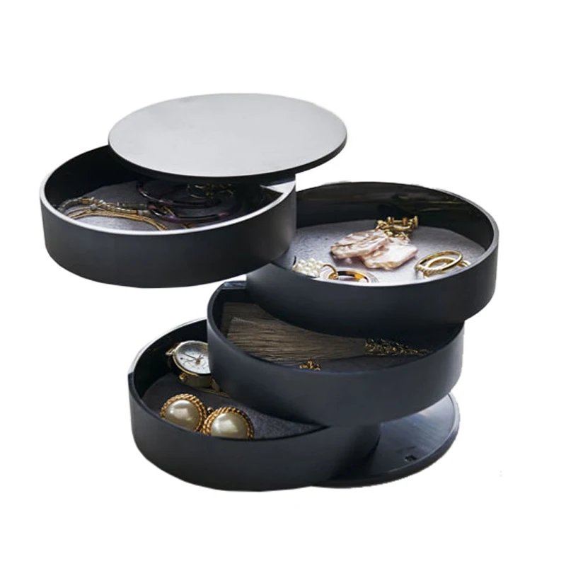 

Rotatable 360° Jewelry Storage Boxs Creative Plastic Place Jewellery Earrings Ring Pendant Multi-Function Display Case Organizer