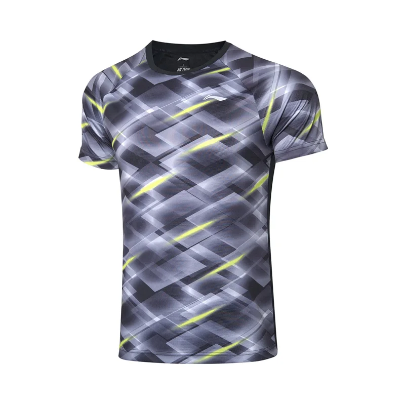 Мужские футболки для бадминтона Li Ning дышащие майки из полиэстера Спортивная
