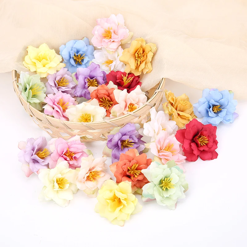

10pcs/lot 5cm Orchids Christmas Silk Artificial Flower Wedding Party Home Decor DIY Wreath Scrapbook Gift Box Craft Fake Flower