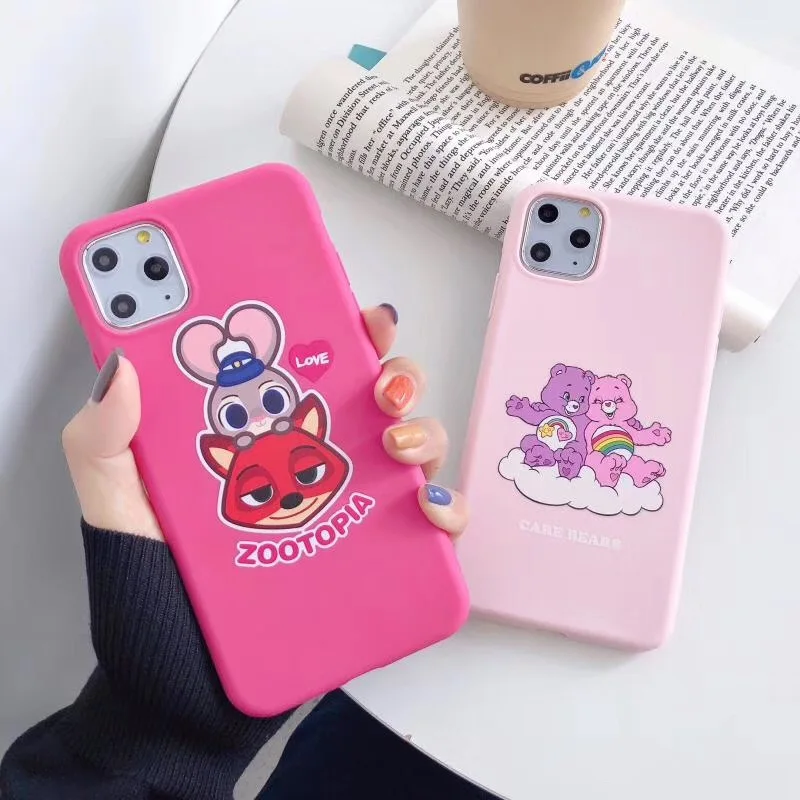 Розовый милый мультяшный чехол для телефона с медведями из мультфильма