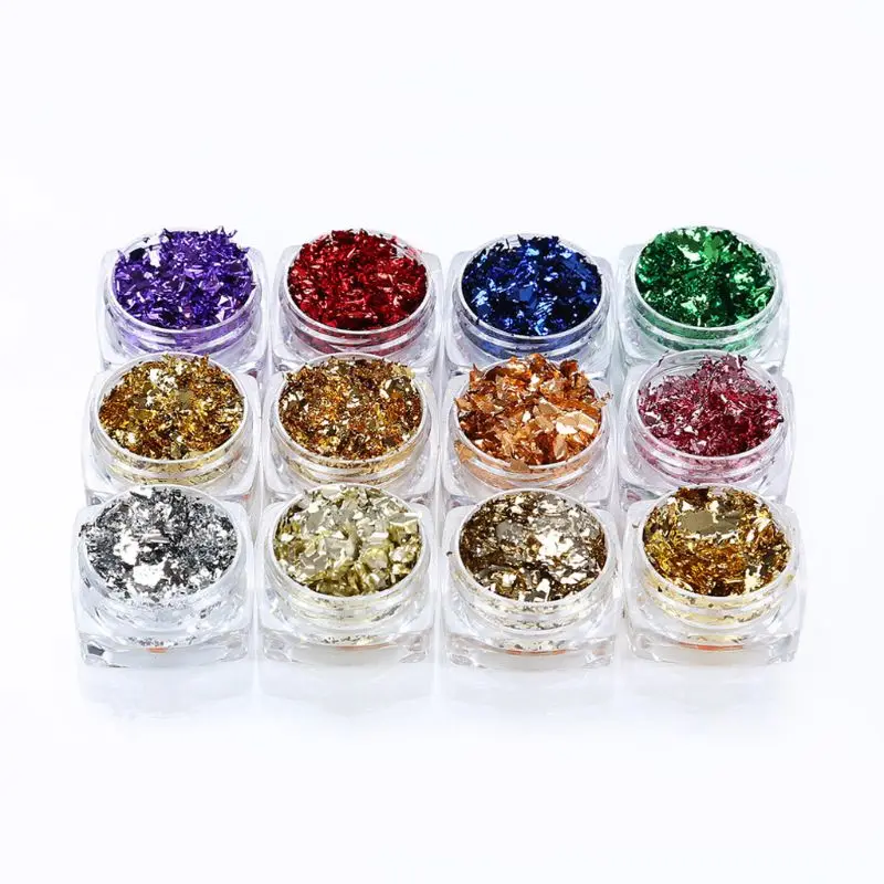 12 Color Gold Silver Foil Paper Sequins Resin Mold Fillings Resin Jewelry Making
