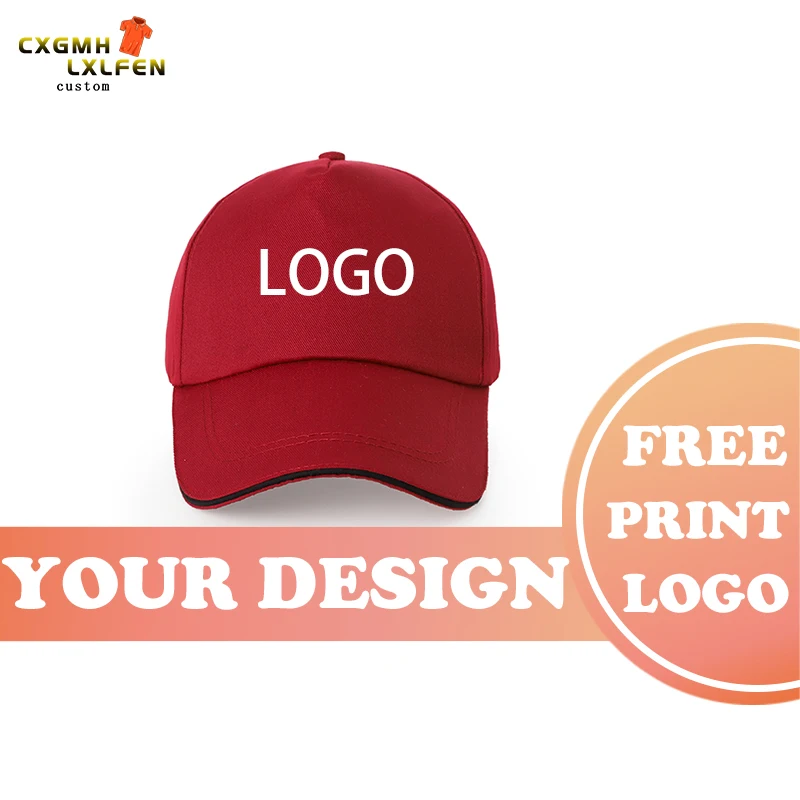 Summer unisex baseball cap multicolor casual choice baseball cap custom logo sandwich solid color hat printing brand text 2