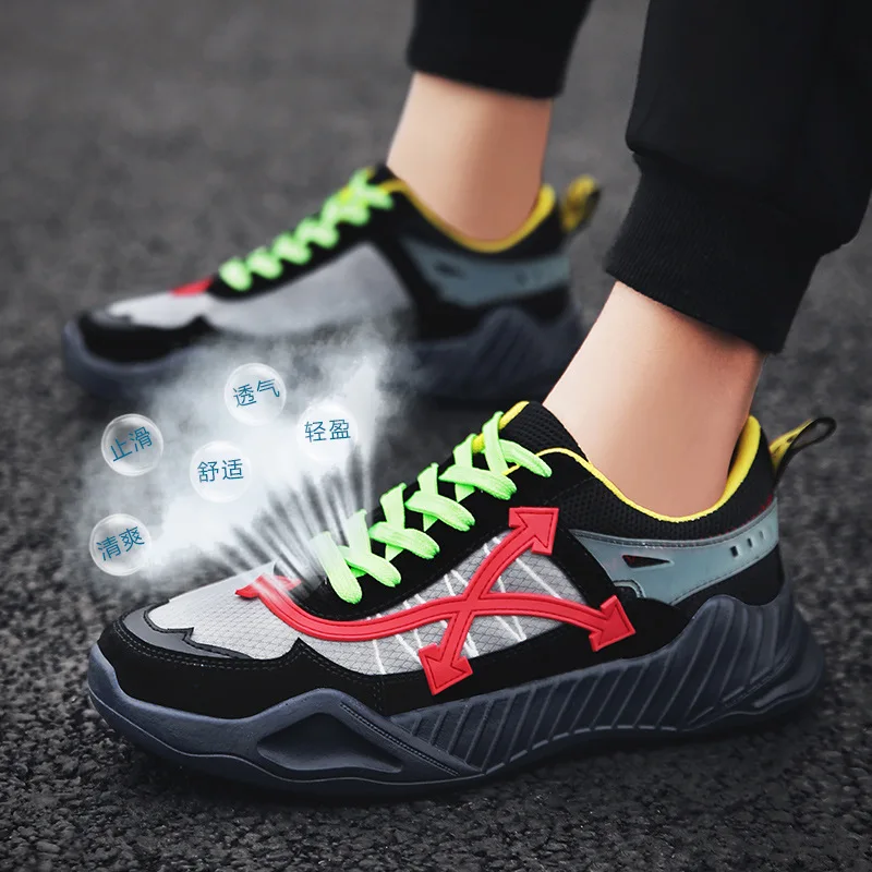 

2019 Spring And Summer New Style Korean-style Mixed Colors Sticky Shoes Men Breathable Mesh Athletic Shoes Comfortable Wear-Resi