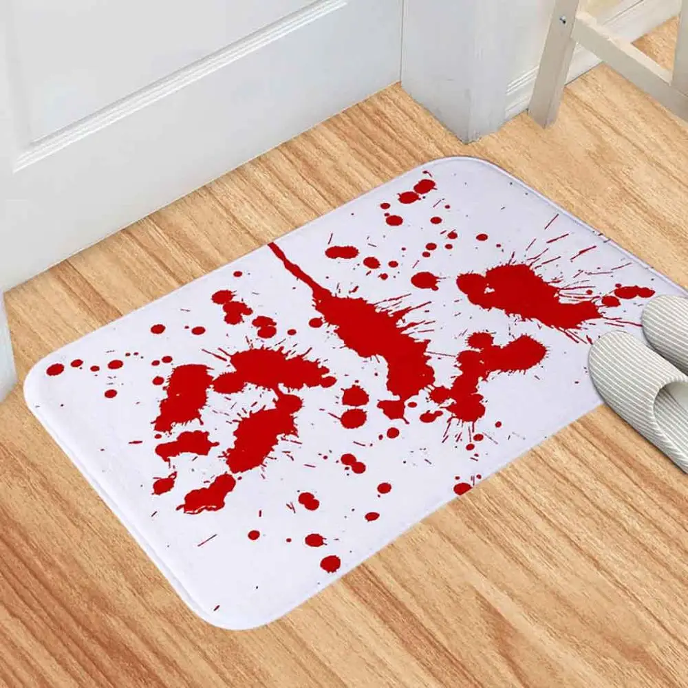 Blood Footprint Doormat Bath Mat Rug Water Non-slip Absorption Carpet new and high quality Bathroom Bath Kitchen Rugs@C