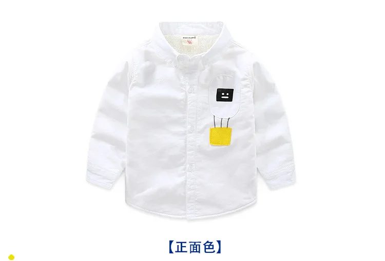 Г., стиль, белая рубашка с длинными рукавами в Корейском стиле чистый хлопок, для детей, Осень-зима, для мальчиков, для студентов, с начесом, плотная белая