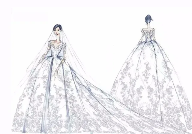 How to draw a beautiful Bridal dress very easy || Dress Drawing || كيفية  رسم فتاة - YouTube