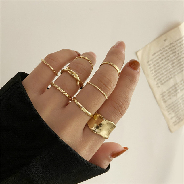 Color Hollowed Heart Shape Open Ring Set Design Cute Fashion Love Jewelry For Women Girl Gifts Adjustable Birthday Party