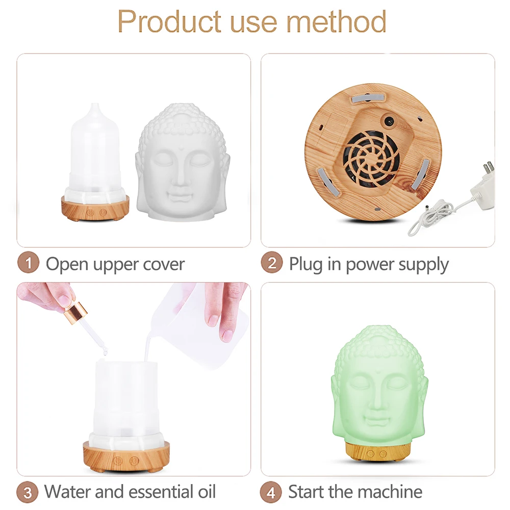 Wifi Control Air Humidifier Aroma Essential Oil Diffuser 7 Colors LED Night Light Cool Buddha Mist Maker Aromatherapy For Home 6