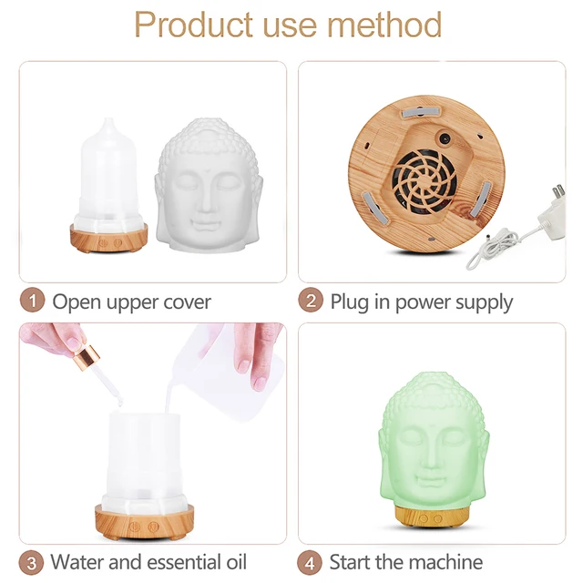 Wifi Control Air Humidifier Aroma Essential Oil Diffuser 7 Colors LED Night Light Cool Buddha Mist Maker Aromatherapy For Home 6