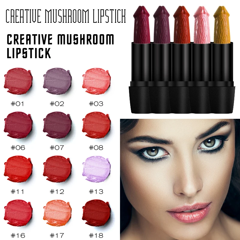 Creative Mushroom Color Matte Lipstick Waterproof Matte Lipstick Sticks ...
