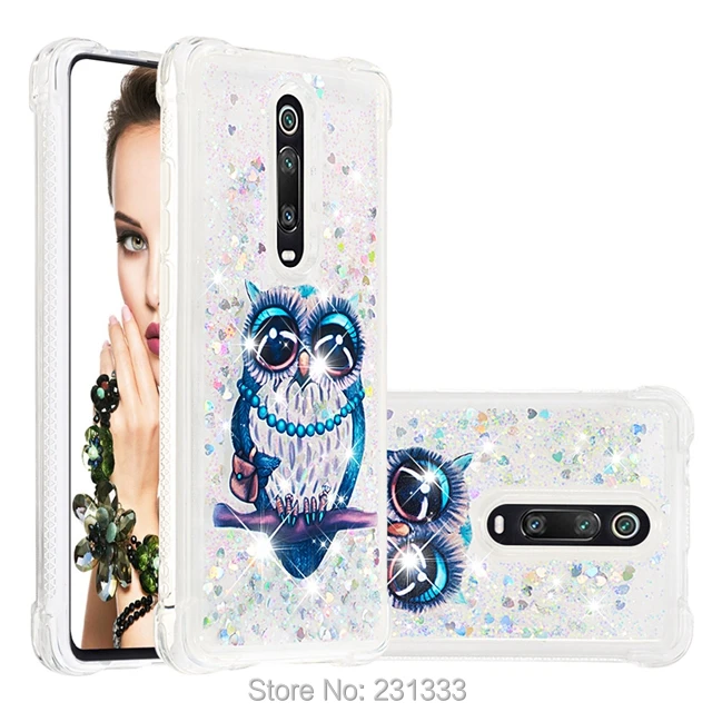 Для Xiaomi Redmi K20 7A для huawei P20 Lite ударопрочный жидкий Блестящий Мягкий чехол из ТПУ с 3D рисунком Совы роскошный чехол 100 шт