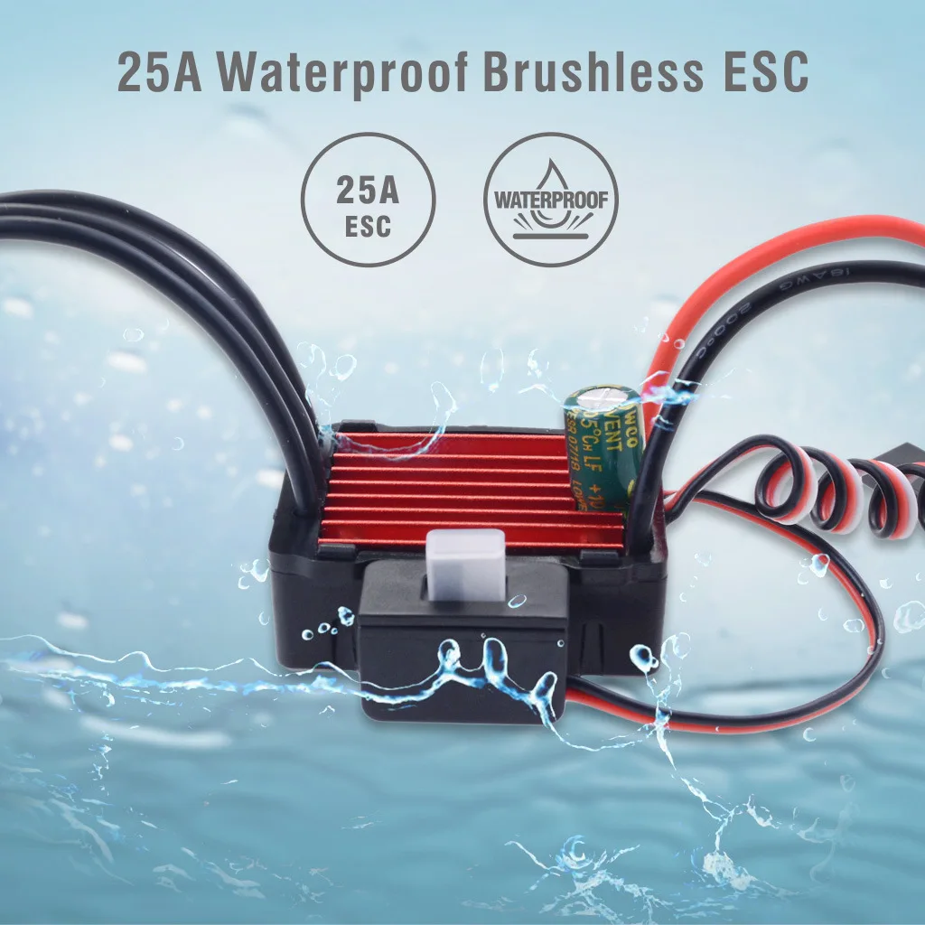 

SURPASS HOBBY 35A 25A Waterproof ESC Brushless Senseless Speed Controller for 1/8 1/10 1/12 1/20 RC Car 2430 2435 2440 Motor