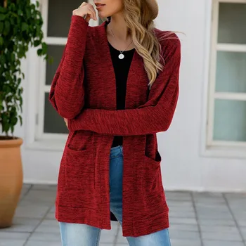 

Fashion Woman Jackets Long Sleeve Casual Winter Cardigan Pocket Solid Color Coat Autumn Winter Outwear Streetwear Female