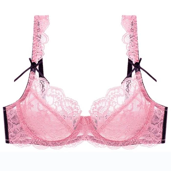 2024 New Sexy Lace Ladies Bras ABCDE Cup Underwear For Women Bandage Mesh Transparent Thin Push Up Female Lingerie 1
