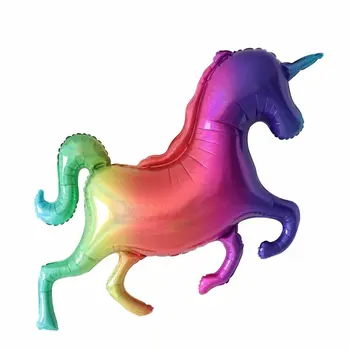 

136*97cm Giant Laser Gradients Unicorn Horse Balloon Rainbow Unicorn Foil Balloon For Grand Event Birthday Party Decor Kid Toys