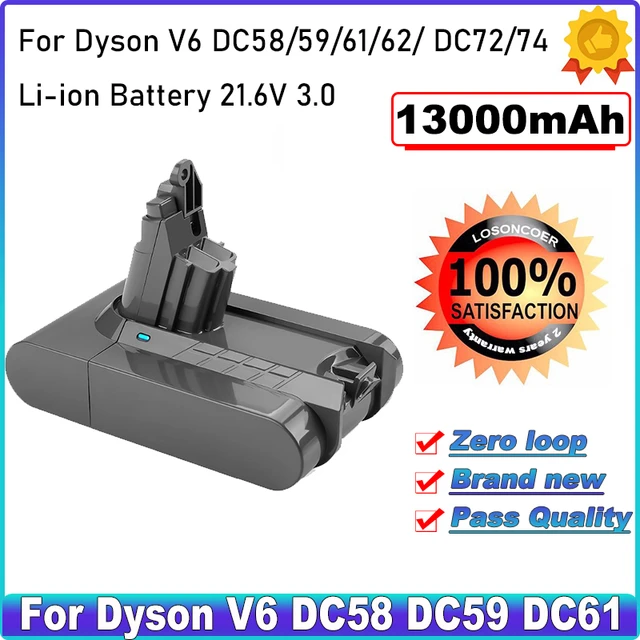 13000mAh 21.6V 3.0 Li-ion Battery for Dyson V6 DC58 DC59 DC61 DC62