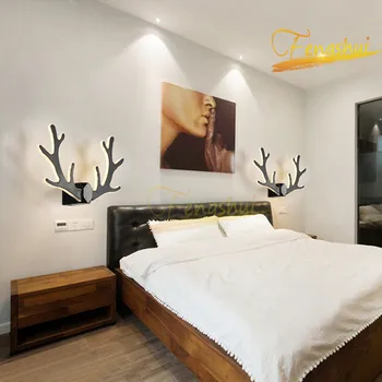 

Modern Iron LED Wall Lamp Lighting Fixtures Nordic Creative Deer Head Wall Lights Bedside Lamp Corridor Background Decor Sconces