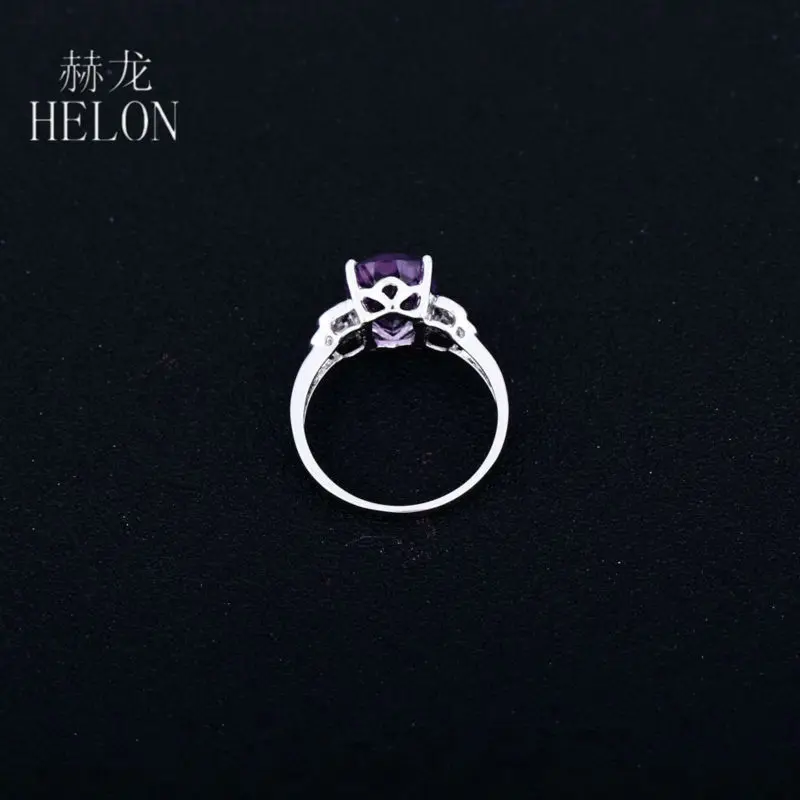 HELON, 925 пробы, серебряное, безупречное, овальная огранка, 2.63ct, натуральный аметист, обручальное кольцо для женщин, модные ювелирные изделия, вечерние кольца